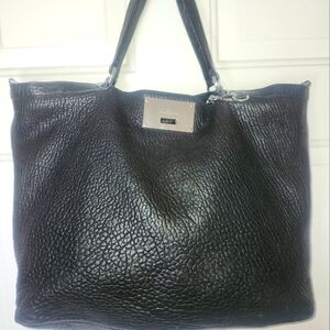 MICHAEL KORS black Textured Leather Tote Bag
